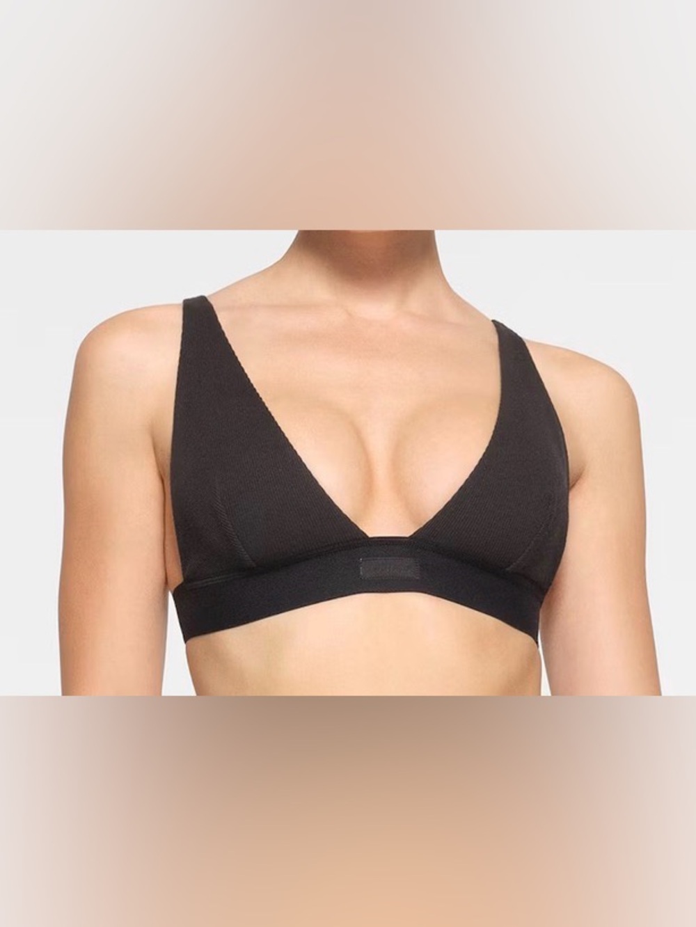 SKIMS Cotton Ribbed Plunge Bralette Black 2x